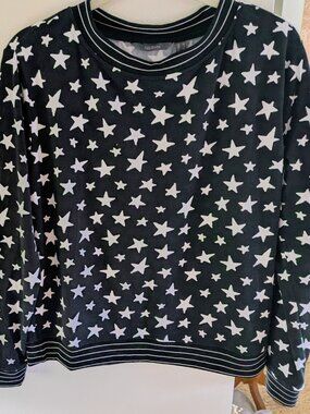 AnyBody Star Light-Weight Sweatshirt Top Cozy Knit Banded Details M